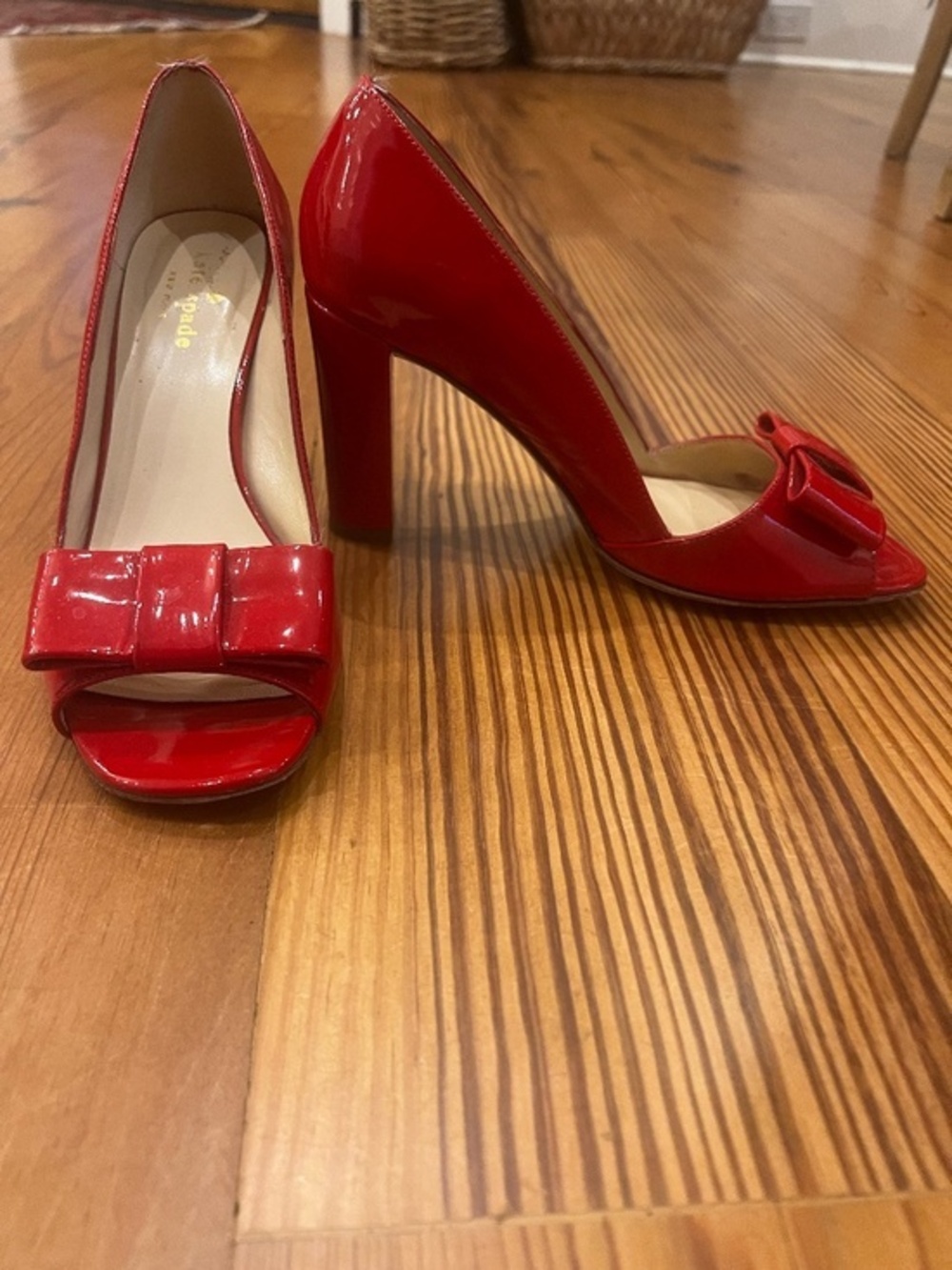 Kate Spade Maria Red Patton Opened Toe Heel SZ 6